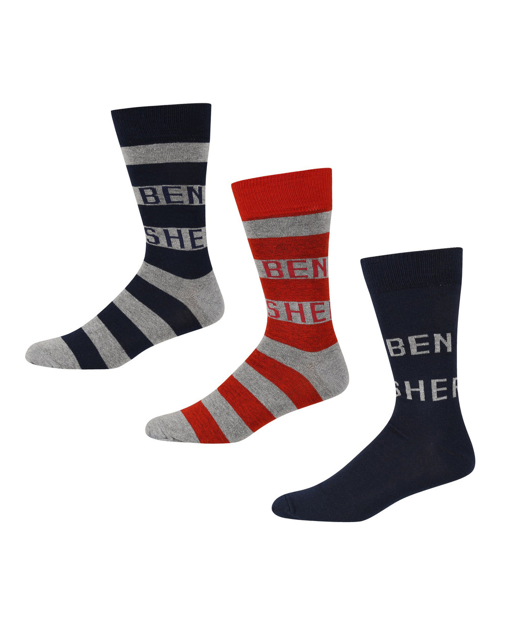 Frankel Men's 3-Pack Socks - Navy/Grey Marl/Navy/Wine/Grey Marl