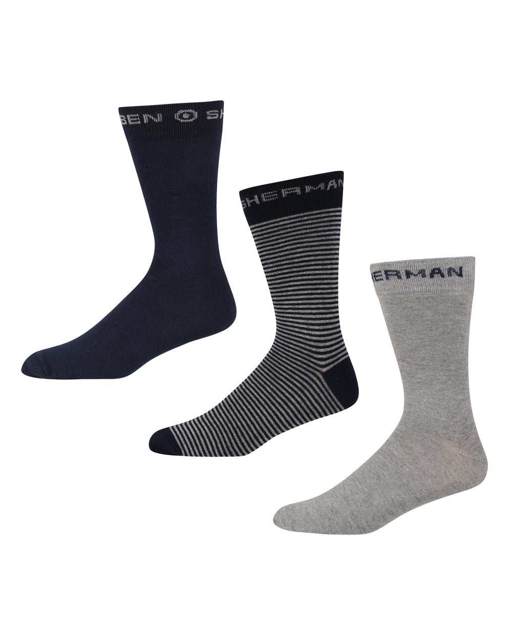 Malt Queen Men's 3-Pack Socks - Navy/Navy Grey Marl/Grey Marl