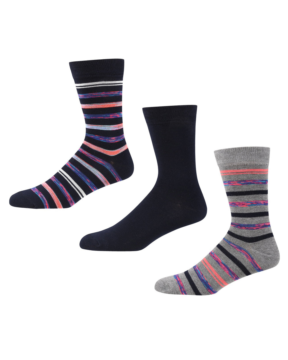 Kneller Men's 3-Pack Socks - Grey Marl/Navy Stripe