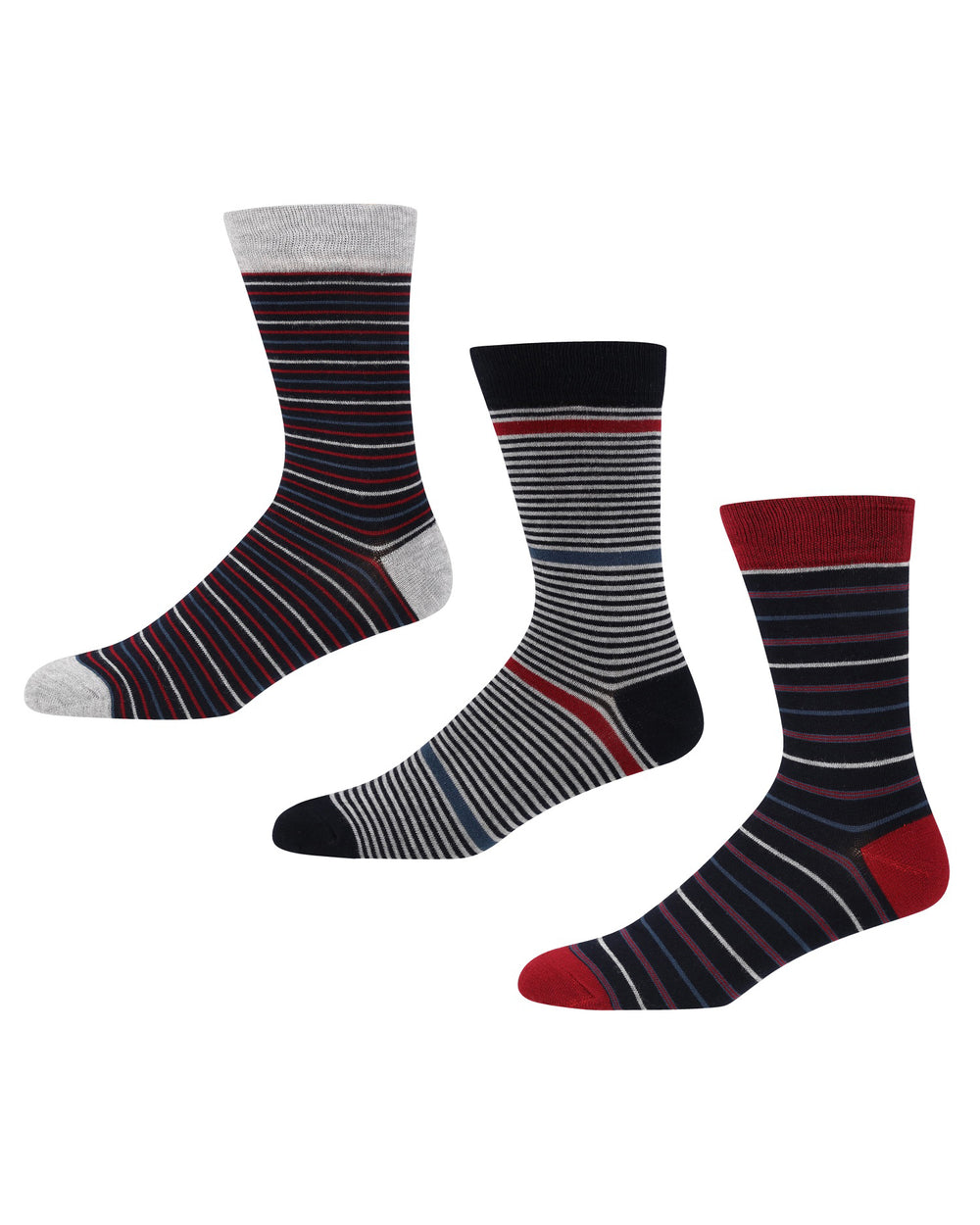 Melair Men's 3-Pack Socks - Navy/Multi Stripes