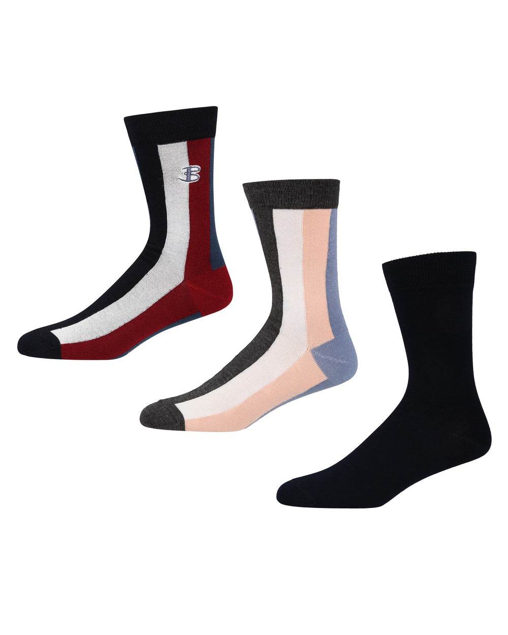 Snap Logic Men's 3-Pack Socks - Navy Stripes