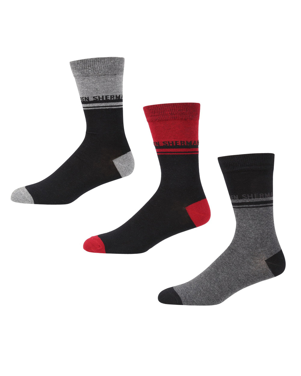 Blood Royal Men's 3-Pack Socks - Black/Grey Marl/Wine