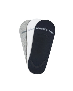 Makalu Men's 3-Pack Ped Socks - Black/White/Grey Marl