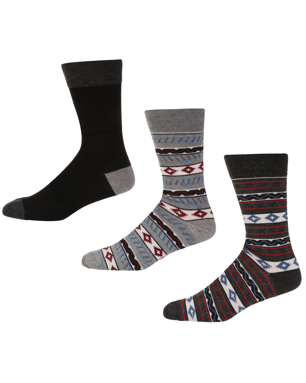 High Chaparral Men's 3-Pack Socks - Black/Grey Fairisle