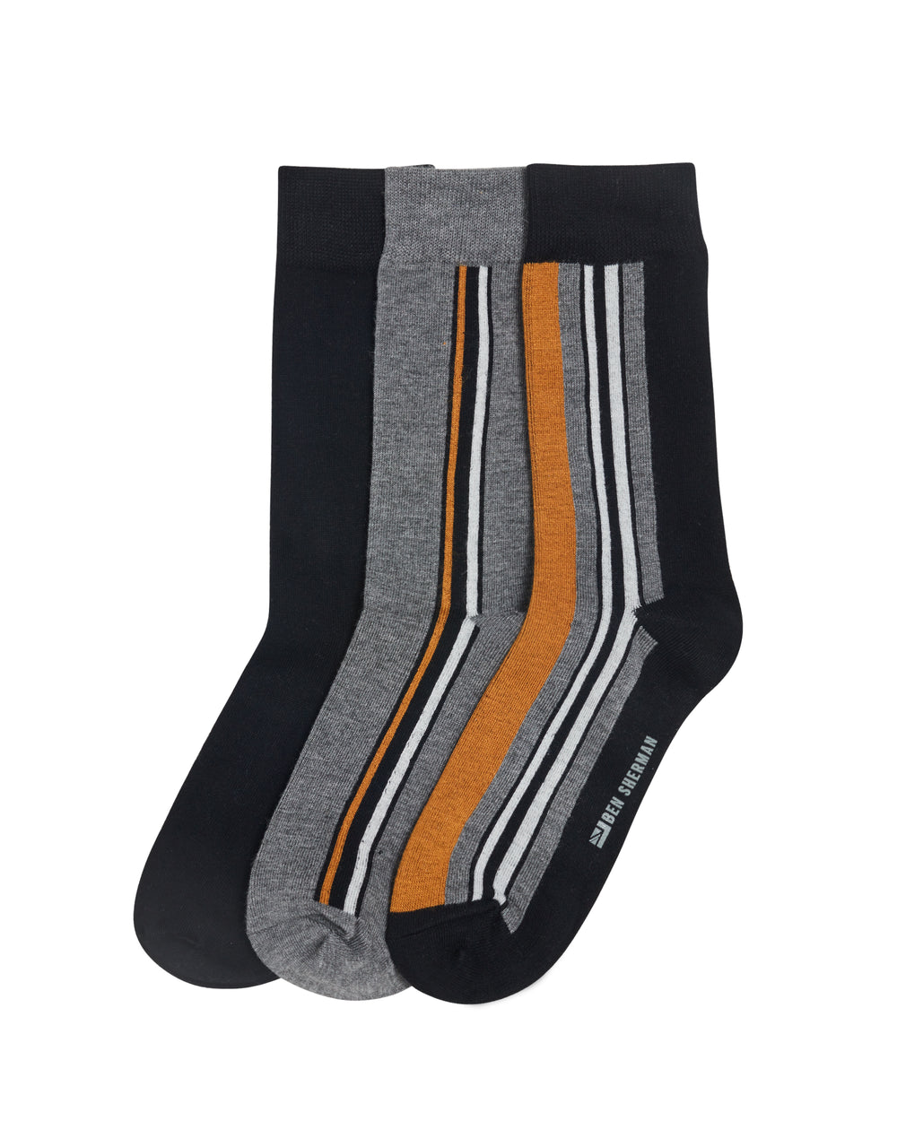 Grundy Men's 3-Pack Socks - Grey/Black/Gold Stripe