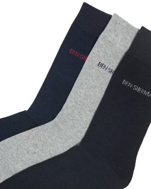 Hedgehunter Men's 3-Pack Socks - Navy/Grey/Black