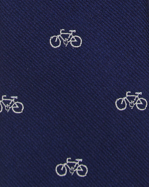 Kacey Bike Printed Silk Neck Tie - Navy