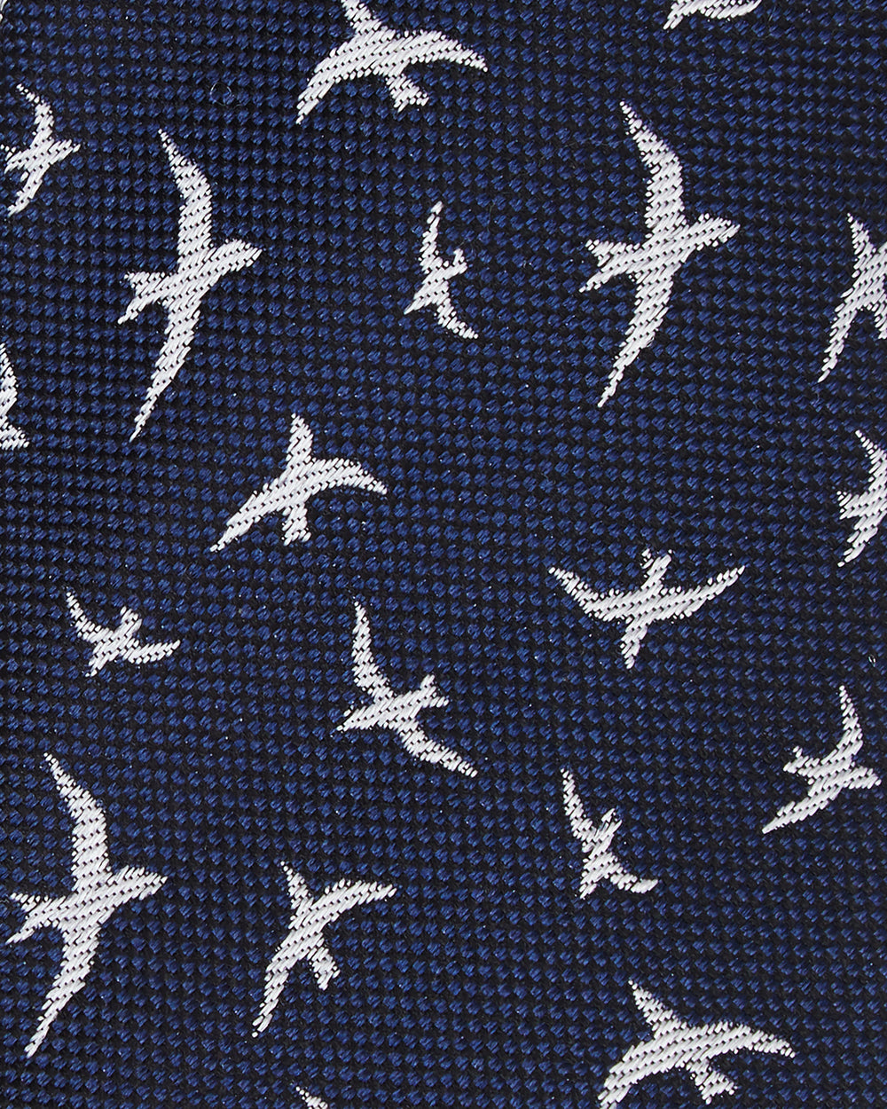 Kolby Birds Printed Silk Neck Tie - Navy