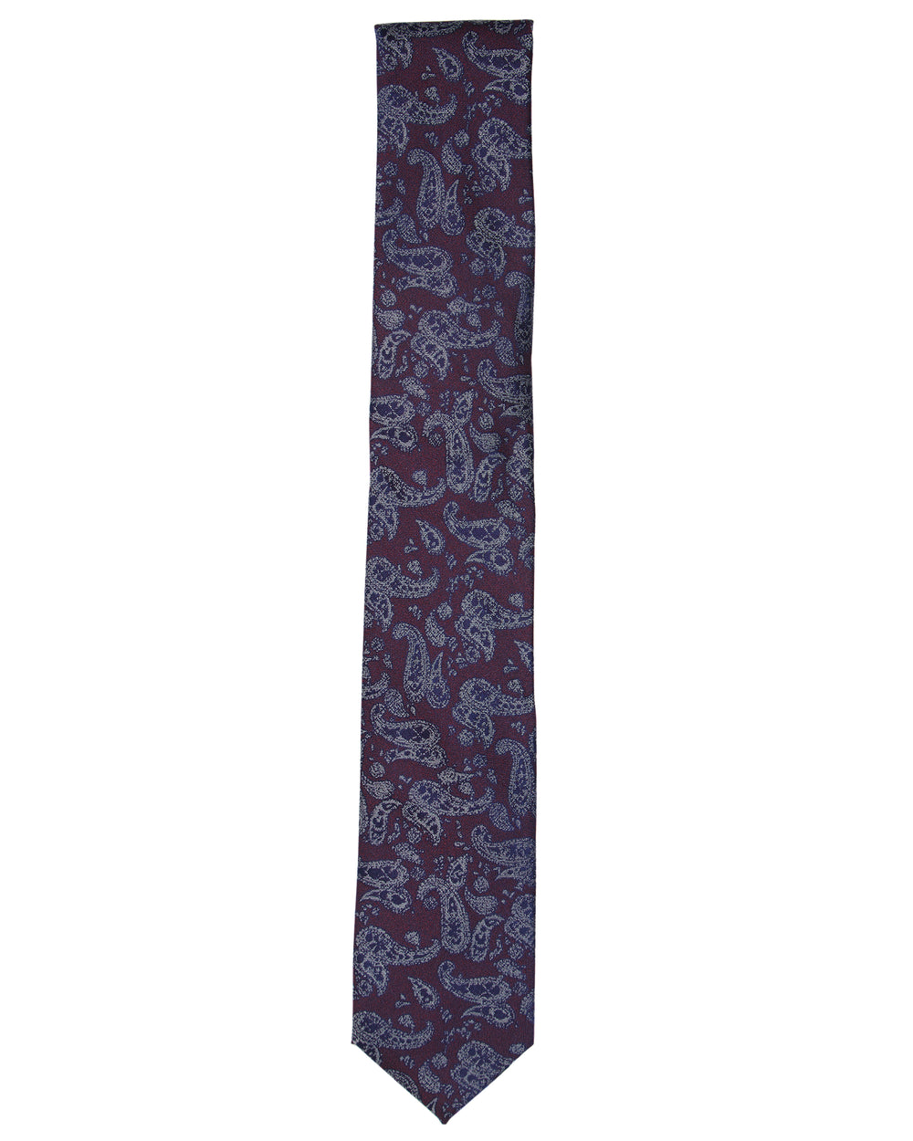 Lexington Paisley Print Silk Neck Tie - Burgundy