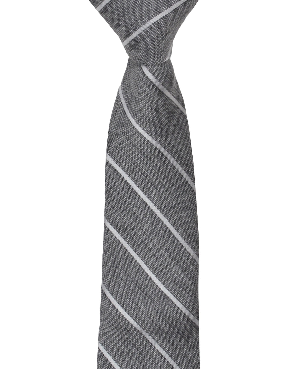 Kalvin Stripe Silk Neck Tie - Silver