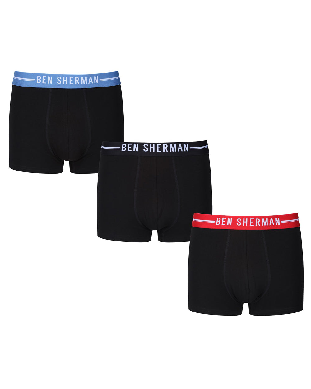 Brant Men's 3-Pack Fitted No-Fly Boxer-Briefs - Black with Red, Black and Delft