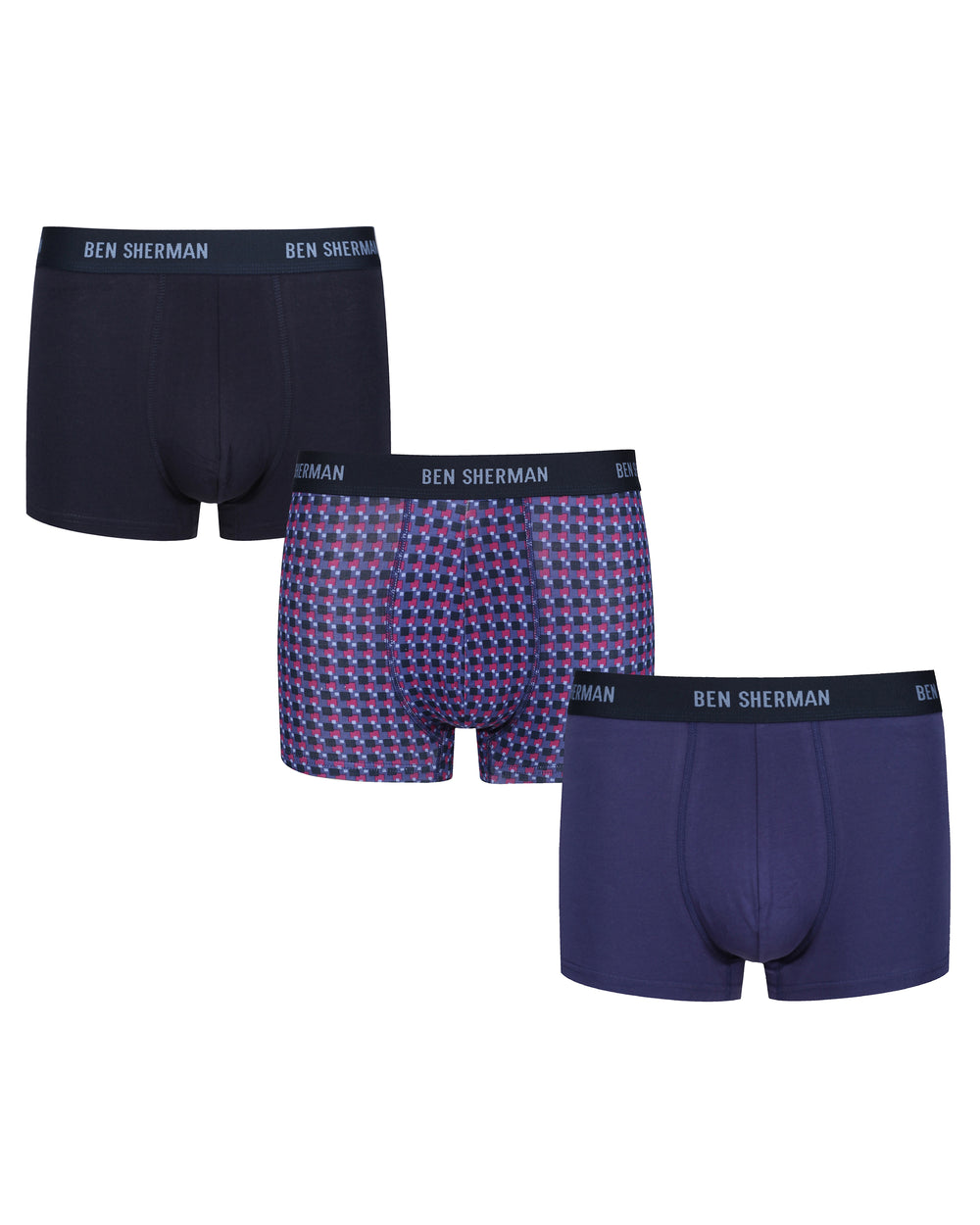 Hunter Men's 3-Pack Fitted No-Fly Boxer-Briefs - Blue/Print/Navy