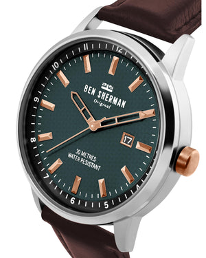 Men's Daltrey Professional Watch - Brown/Green/Silver