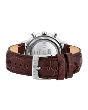 Men's Portobello Professional Multi Watch - Brown/Off-White/Silver