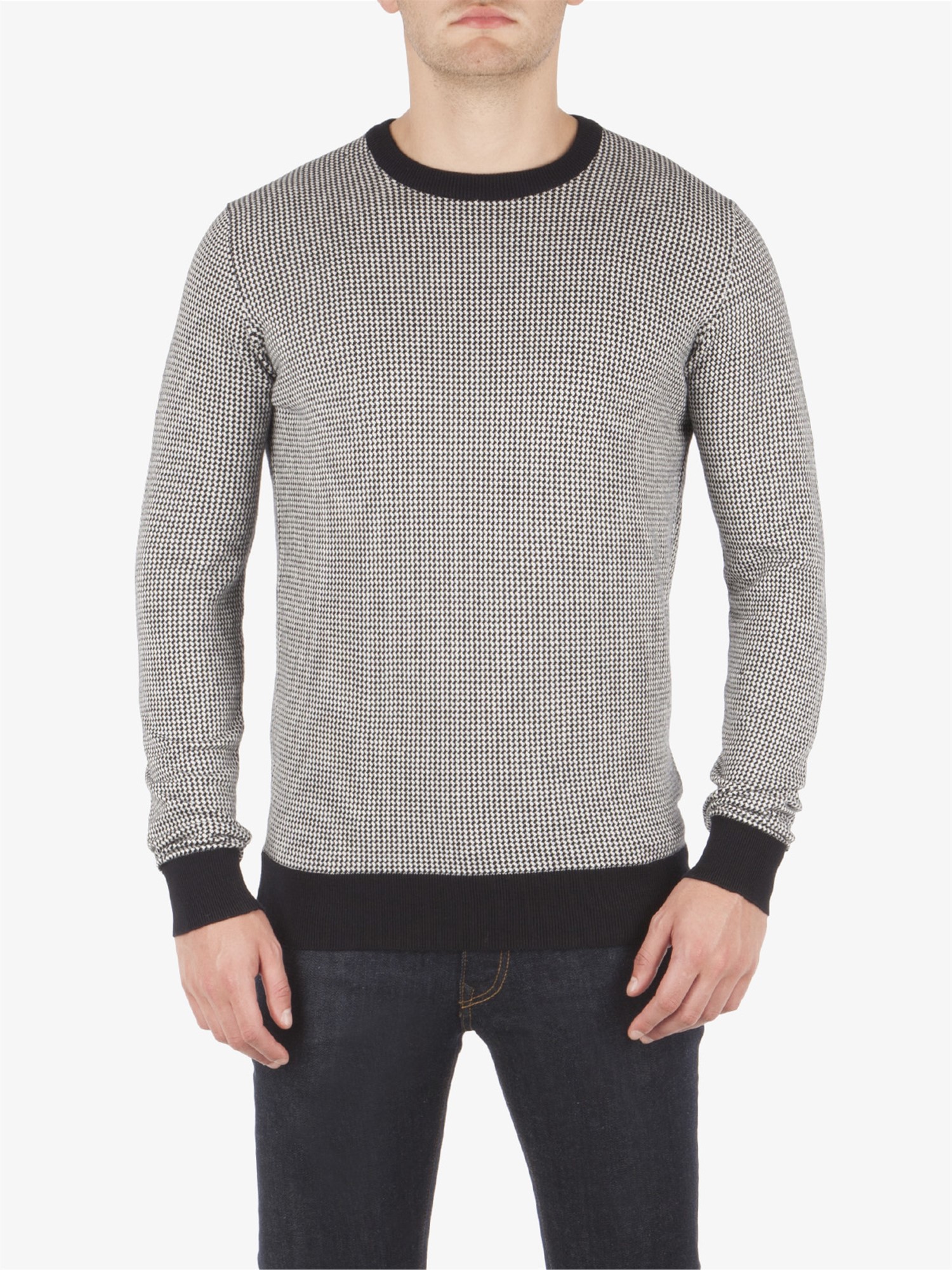 MICRO GINGHAM CREW NECK JUMPER