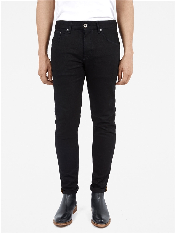 SKINNY STRETCH BLACK RINSE JEANS